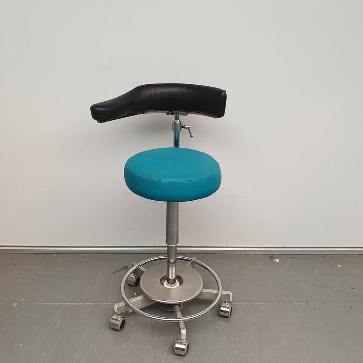 Jorg & Sohn verrijdbare tandartsstoel - groen / zwarte skai, Huis en Inrichting, Stoelen, Ophalen of Verzenden