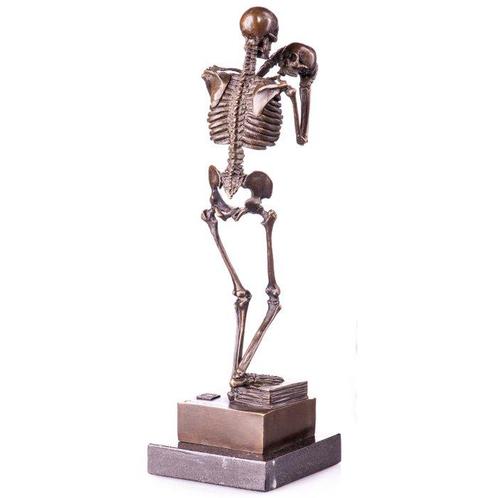 Figuur - Bronzefigur Denker Skelett - Brons, Marmer, Antiek en Kunst, Curiosa en Brocante