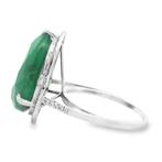 Ring Platina - 10.46ct. tw. Smaragd - Diamant - Diepgroene, Nieuw
