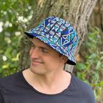 Bucket hat / Vissershoedje met Afrikaanse print - Blauw Bogo, Ophalen of Verzenden, Nieuw
