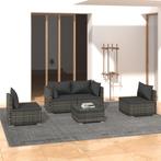 vidaXL 5-delige Loungeset met kussens poly rattan grijs, Verzenden, Nieuw, Rotan, Loungeset