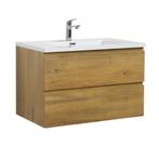 Badkamermeubel Set Angela 80cm Eiken Badmeubel, Huis en Inrichting, Badkamer | Badkamermeubels, Verzenden, Nieuw, Wastafelkast