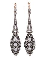 Oorbellen - 14 karaat Witgoud, Keizerlijk Russisch Art, Sieraden, Tassen en Uiterlijk, Nieuw
