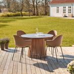 20% korting | Ronde metalen tuintafel donkerbruin | Ø115 cm, Verzenden, Nieuw, Rond, Kunststof