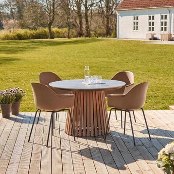 20% korting | Ronde metalen tuintafel donkerbruin | Ø115 cm beschikbaar voor biedingen