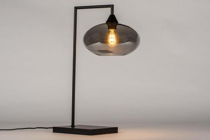 Rietveld Tafellampen - Zwart, Grijs - Glas, Metaal, Huis en Inrichting, Lampen | Tafellampen, Verzenden