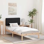 vidaXL Bedframe met Gevoerd Hoofdgedeelte Zwart 90 x 190 cm, Verzenden, Nieuw, Zwart, Hout