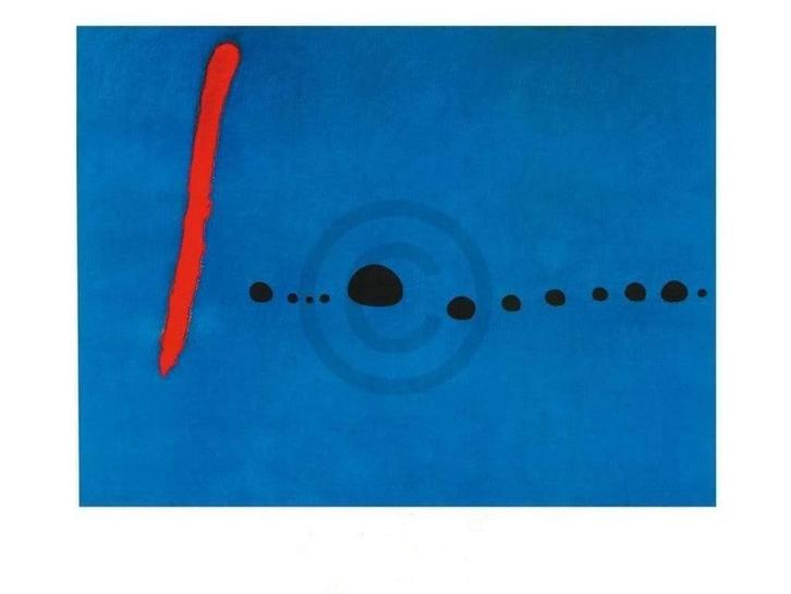 Kunstdruk Joan Miro - Blue II, 4-3-61 80x60cm, Huis en Inrichting, Woonaccessoires | Schilderijen, Tekeningen en Foto's, Nieuw