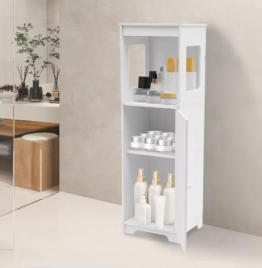 Smal Wit Badkamerkastje van PVC – Opbergkast met Planken 90, Huis en Inrichting, Badkamer | Badkamermeubels, Nieuw, Verzenden