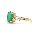 Statement ring - 14 karaat Geel goud - 1.69ct. tw. Smaragd -, Sieraden, Tassen en Uiterlijk, Antieke sieraden