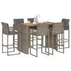 vidaXL 7-delige Tuinbarset met kussens poly rattan acacia, Verzenden, Nieuw, Rotan, 6 zitplaatsen