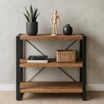 Boekenkast Mangohout Britt Laag 90 cm, Verzenden, Nieuw, Overige houtsoorten, Industriële meubels