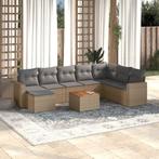 vidaXL 9-delige Loungeset met kussens poly rattan beige, Verzenden, Nieuw, Loungeset