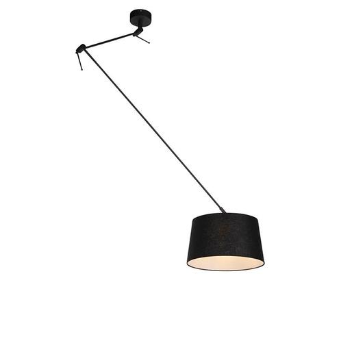 Hanglamp zwart met linnen kap zwart 35 cm - Blitz, Huis en Inrichting, Lampen | Hanglampen