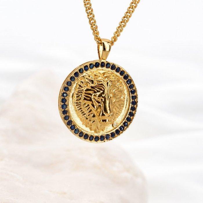 Zonder minimumprijs - Halsketting Verguld Saffier - Diamant, Sieraden, Tassen en Uiterlijk, Kettingen