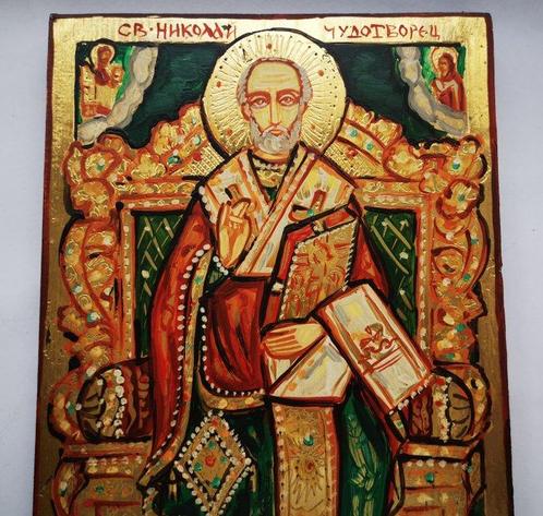 Icoon - Russisch icoon van Sint Nicolaas de Wonderdoener -, Antiek en Kunst, Antiek | Boeken en Bijbels