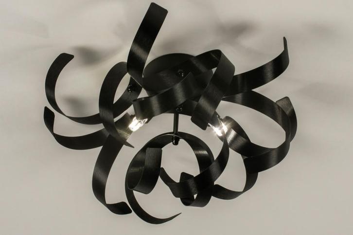 Rietveld Plafondlampen - Zwart - Geschuurd Aluminium, Metaal, Huis en Inrichting, Lampen | Plafondlampen, Verzenden