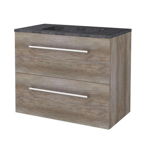 Badmeubelset BWS Salt 80x46cm Met Grepen 2 Lades Met, Doe-het-zelf en Verbouw, Sanitair, Bad, Nieuw, Chroom, Ophalen of Verzenden