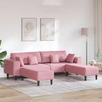 vidaXL Velours Bank met kussen 3 pcs Roze 208 cm Fluweel, Huis en Inrichting, Verzenden, Nieuw, 150 tot 200 cm