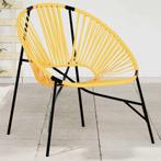 vidaXL Tuinstoel Egg poly rattan zwart en geel, Verzenden, Nieuw, Rotan