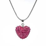 Fako Bijoux® - Ketting - Disco Dots - Hart - Fuchsia, Sieraden, Tassen en Uiterlijk, Kettingen, Verzenden, Nieuw