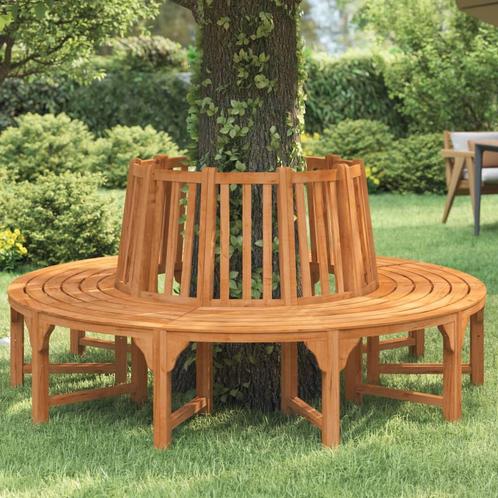 vidaXL Boombank rond Ø208 cm massief eucalyptushout, Tuin en Terras, Tuinbanken, Nieuw, Hout, Verzenden