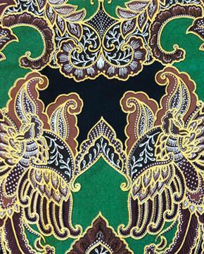 Katoen Batik Ornamant Groen-Bruin, Hobby en Vrije tijd, Stoffen en Lappen, Groen, Nieuw