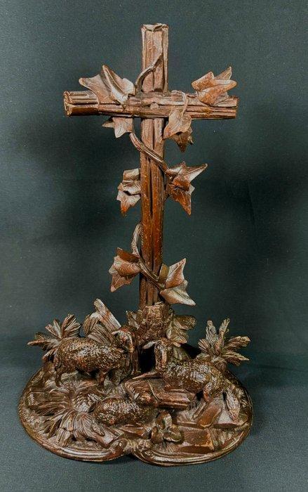 sculptuur, Black Forest Sheeps - 34 cm - Hout, Antiek en Kunst, Antiek | Boeken en Bijbels