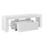 Tv meubel Grimsey met led verlichting 130x35x45 cm wit, Verzenden, Nieuw