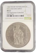 Provincie Holland 3 gulden 1684 piedfort NGC gecertificeerd, Verzenden, Losse munt, Zilver