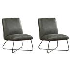 Set van 2 Leren fauteuils Less - Kenia Antracite (grijs), Huis en Inrichting, Fauteuils, Nieuw, Ophalen of Verzenden, 50 tot 75 cm