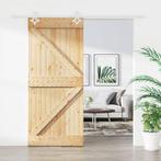 vidaXL Schuifdeur met beslag 100x210 cm massief grenenhout, Doe-het-zelf en Verbouw, Deuren en Horren, Verzenden, Nieuw