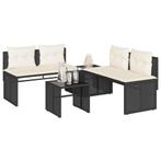 vidaXL 4-delige Loungeset met kussens poly rattan zwart, Tuin en Terras, Verzenden, Nieuw, Rotan, Loungeset