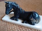 sculptuur, Liggend paard - 27 cm - bronslegering, marmer