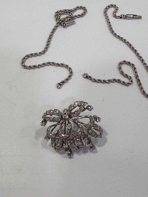 Ketting met hanger - 18 karaat Witgoud - 1.69ct. tw. Diamant, Sieraden, Tassen en Uiterlijk, Antieke sieraden