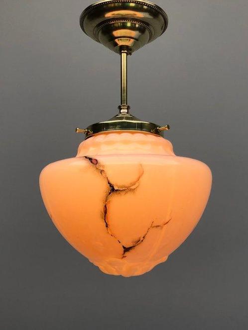 Plafondlamp - Glas, Messing, Antiek en Kunst, Curiosa en Brocante