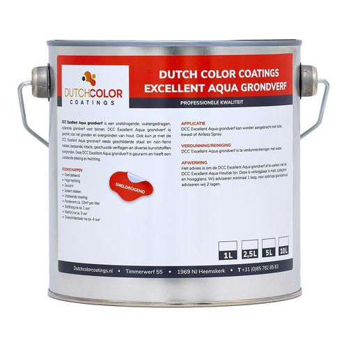 DCC Excellent Aqua Grondverf RAL 9010 | Zuiver Wit 2.5L, Doe-het-zelf en Verbouw, Verf, Beits en Lak, Verf, Wit, Nieuw, Minder dan 5 liter