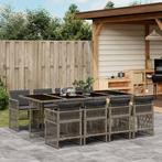vidaXL 9-delige Tuinset met kussens poly rattan grijs, Nieuw, 8 zitplaatsen, Tuinset, Verzenden