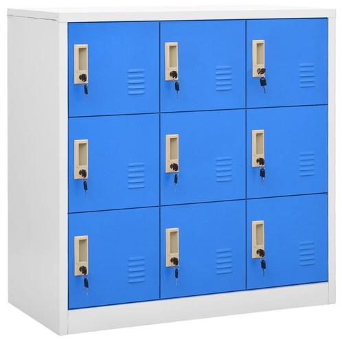 vidaXL Lockerkast 90x45x92,5 cm staal lichtgrijs en blauw, Huis en Inrichting, Kasten | Lockerkasten, Nieuw, Verzenden
