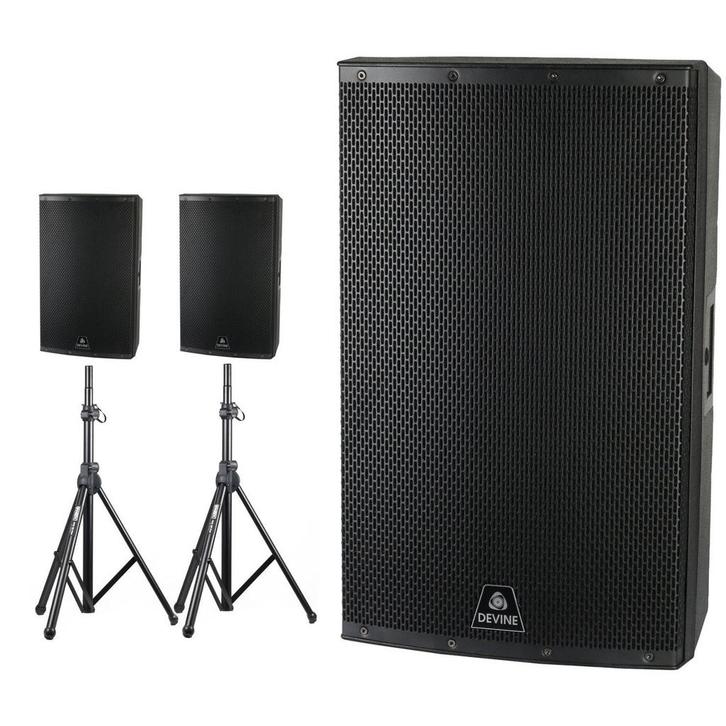 Devine Onyx 15A + speakerstandkit, Audio, Tv en Foto, Luidsprekers, Verzenden