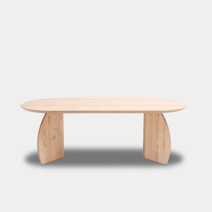 Tafel Plat Ovaal Eikenhout  Set Driehoek  140x90, Huis en Inrichting, Tafels | Eettafels