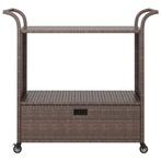 Serveerwagen met lade 100x45x97 cm poly rattan bruin, Huis en Inrichting, Verzenden