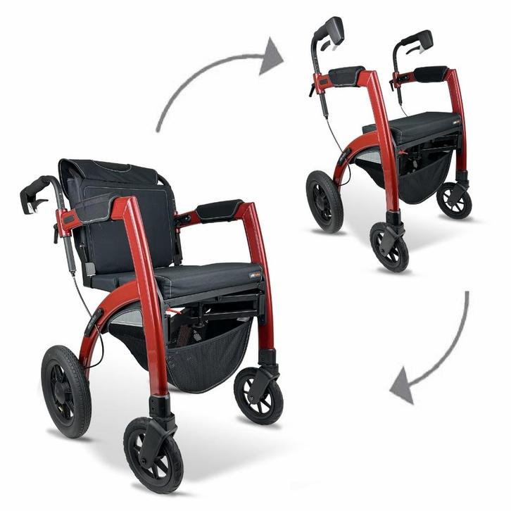 Rollz Motion Performance rollator en rolstoel - Rood M, Diversen, Rollators, Nieuw, Ophalen of Verzenden