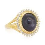 Ring - 18 karaat Geel goud - 14.75ct. tw. Saffier - Diamant, Nieuw