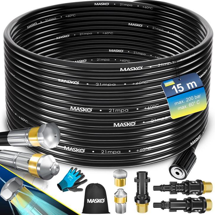 MASKO® Rioolreinigingset - Rioolslang 15 Meter - Universele, Huis en Inrichting, Woonaccessoires | Overige, Zo goed als nieuw