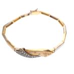 Bicolor gouden schakelarmband met zirconia; Altinbas | 19 cm, Sieraden, Tassen en Uiterlijk, Armbanden, Gebruikt, Overige kleuren