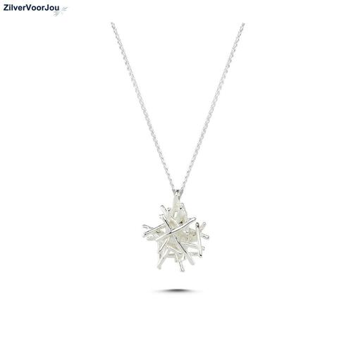 Zilveren spiga wirwar ketting, Sieraden, Tassen en Uiterlijk, Kettingen, Nieuw, Verzenden