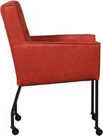 Set van 6 Rode leren moderne eetkamerstoelen - Kenia Leer Bu, Huis en Inrichting, Overige kleuren, Nieuw, Leer, Ophalen of Verzenden