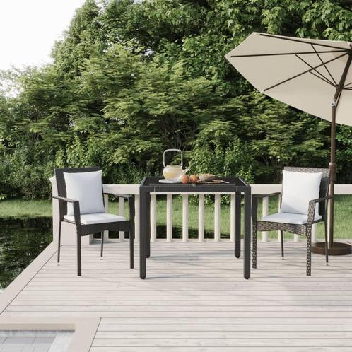 vidaXL 3-delige Tuinset met kussens poly rattan zwart, Tuin en Terras, Tuinsets en Loungesets, Tuinset, Nieuw, Rotan, Verzenden