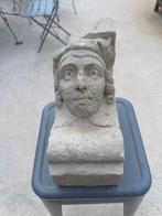 sculptuur, Tête en pierre Moyenâgeuse - 12,5 kg - 33 cm -